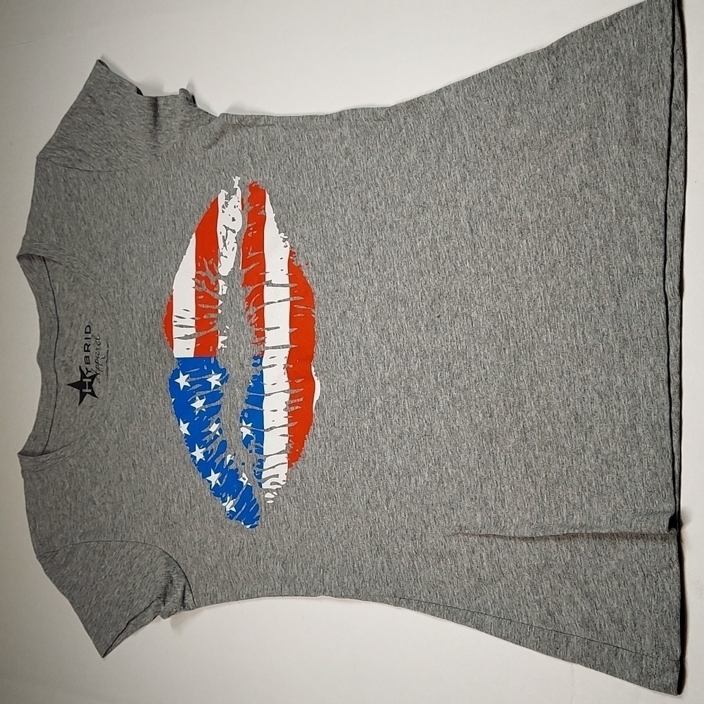 Hybrid Apparel Patriotic Lips  Sleeveless Tee Size L
